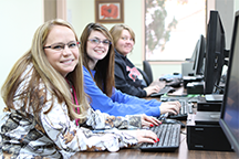 Students sitting at computers